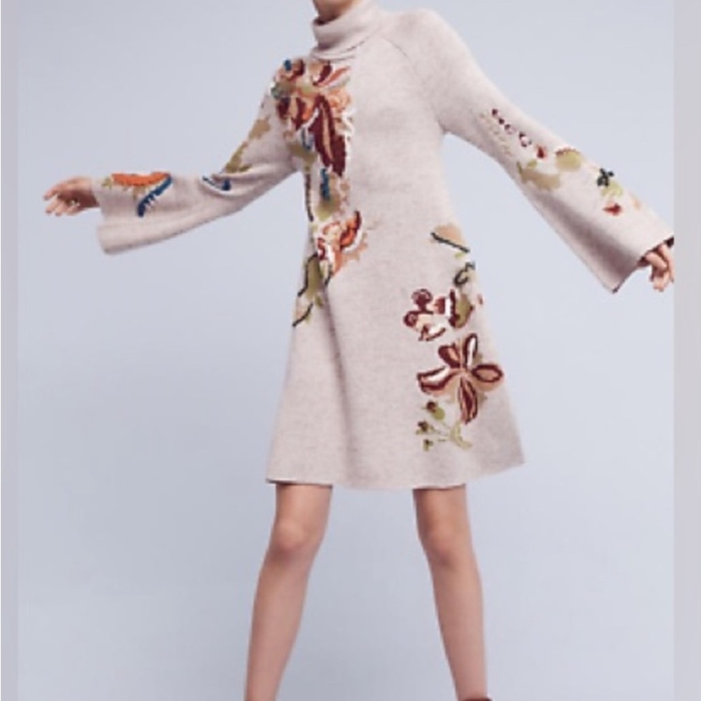 Knitted & Knotted Swing Petal Sweater Dress, Large